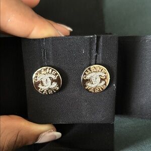 CHANEL Silver and Gold Stud Earrings